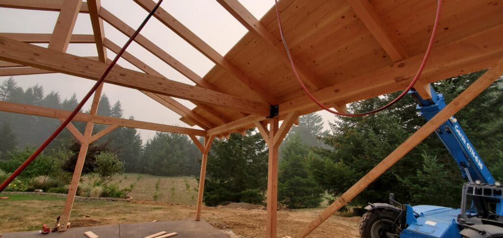 Large custom Douglas fir post-and-beam gazebo built by Rydman Enterprises in Sandy, Oregon