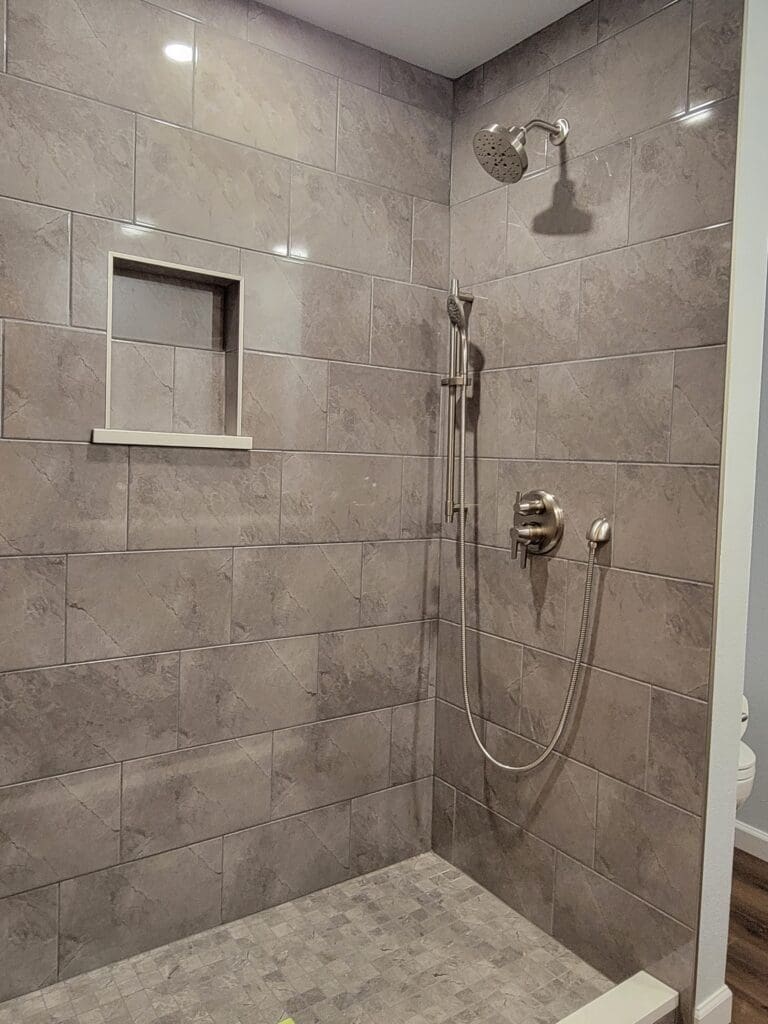 Custom primary bathroom remodel completed by Rydman Enterprises in Sandy, Oregon