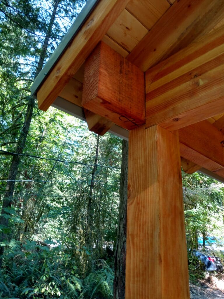 Modern custom firewood and equipment storage shed built for a Mt. Hood, Oregon home