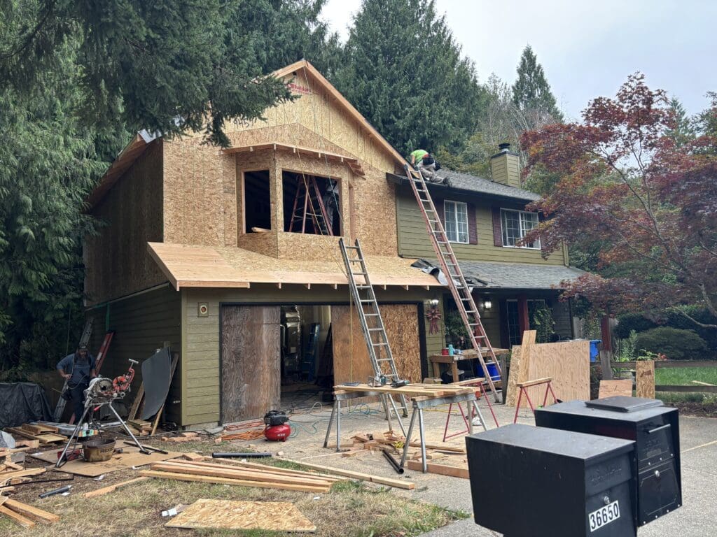 Second-story home addition built above an existing garage in Sandy, Oregon
