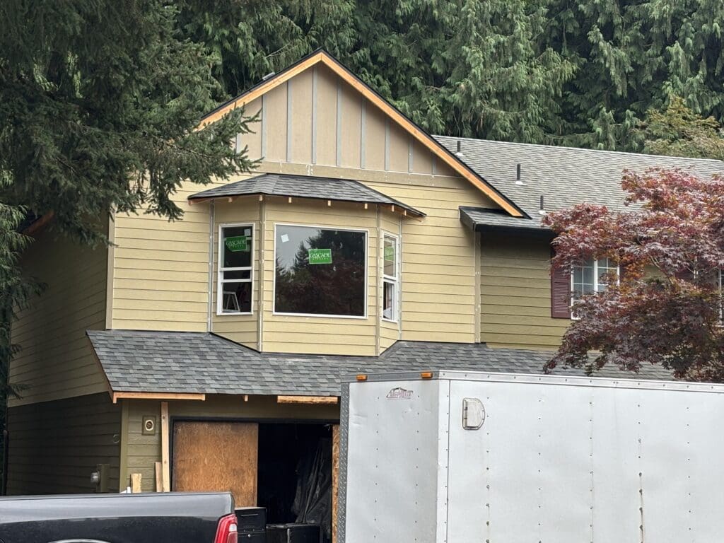Second-story home addition built above an existing garage in Sandy, Oregon