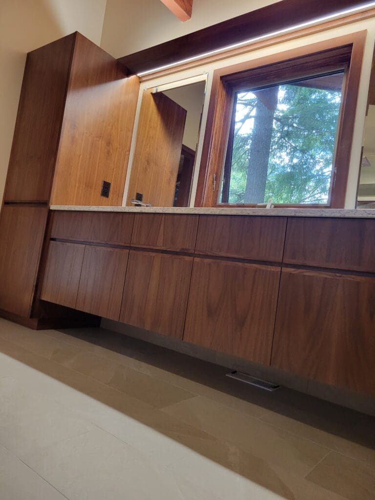 Expanded custom primary bathroom remodeled by Rydman Enterprises in Boring, Oregon